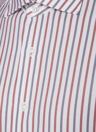  - ISAIA - Milano' Spread Collar Double Face Striped Cotton Shirt