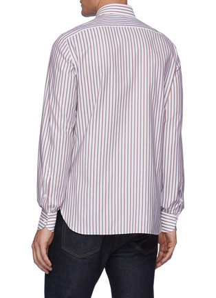 Back View - Click To Enlarge - ISAIA - Milano' Spread Collar Double Face Striped Cotton Shirt