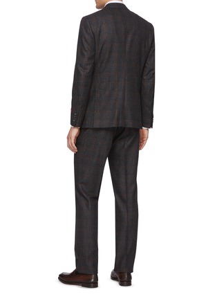 Back View - Click To Enlarge - ISAIA - 'Gregory' Check Notch Lapel Wool Cashmere blend Suit