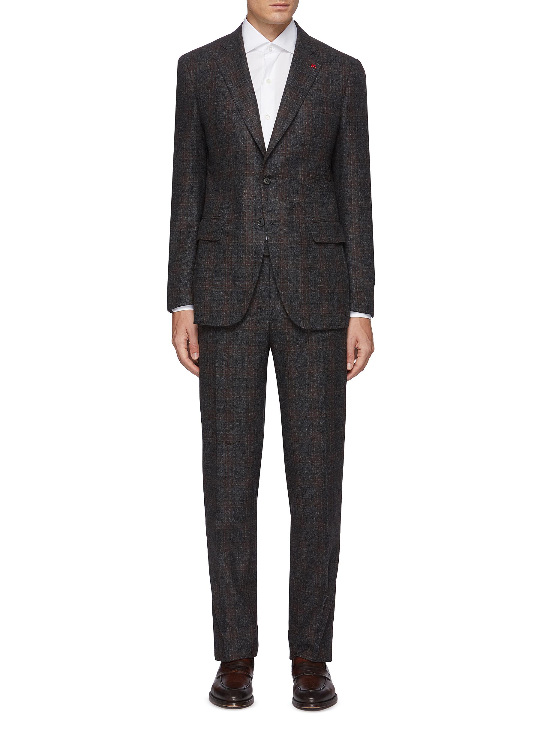 ISAIA 'GREGORY' CHECK NOTCH LAPEL WOOL CASHMERE BLEND SUIT