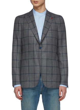 Main View - Click To Enlarge - ISAIA - Window Pane Check Wool Blend Single Breasted Blazer