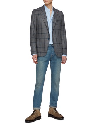 Figure View - Click To Enlarge - ISAIA - Window Pane Check Wool Blend Single Breasted Blazer