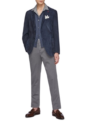 Figure View - Click To Enlarge - ISAIA - Silk Suede Leather Blazer