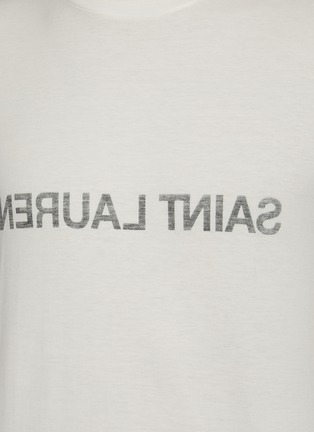  - SAINT LAURENT - Inverted Logo Print Cotton Crewneck T-Shirt