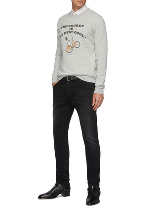 Figure View - Click To Enlarge - SAINT LAURENT - Snoopy Print Crewneck Long Sleeved Cotton Blend Sweatshirt