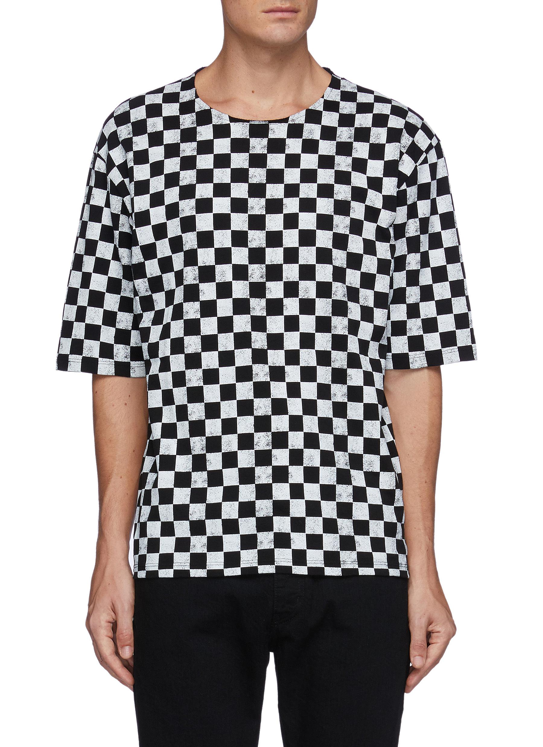 Checkerboard Mid Sleeves T-shirt