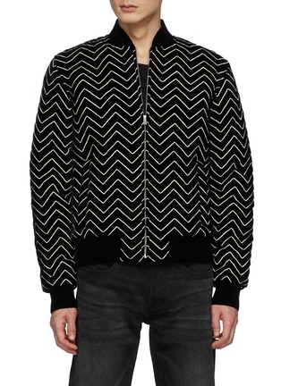 Main View - Click To Enlarge - SAINT LAURENT - ZigZag Patterned Bomber Jacket