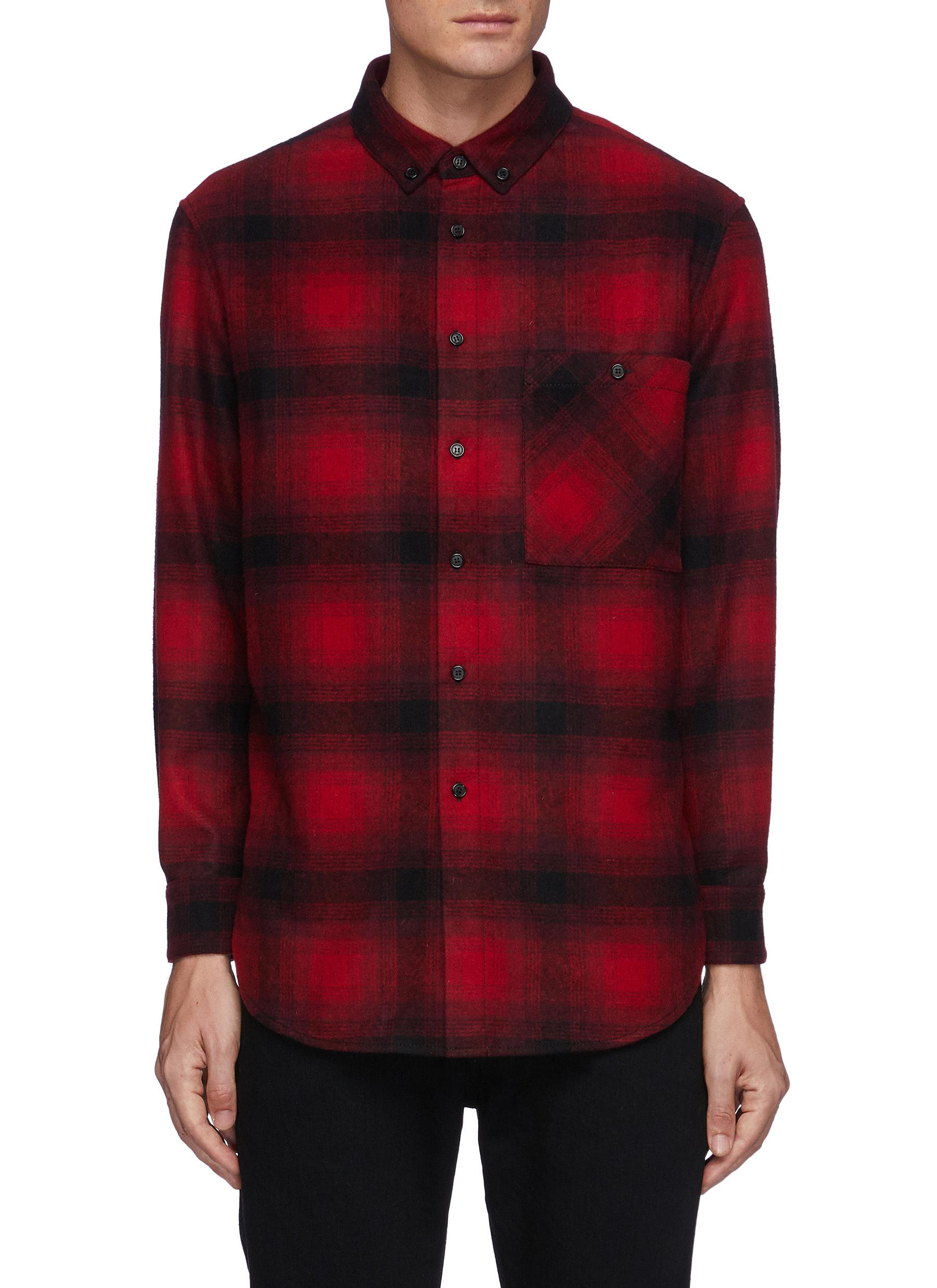 SAINT LAURENT | Oversize Checked Wool Shirt | Men | Lane Crawford