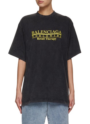 Main View - Click To Enlarge - BALENCIAGA - Retail Therapy' Print Vintage Wash Oversized Crewneck T-Shirt