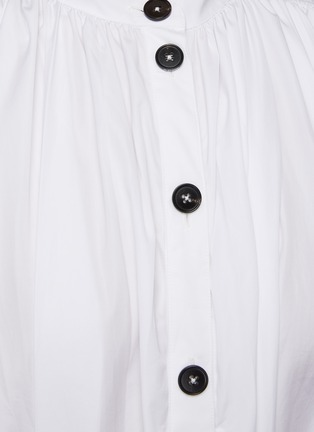  - JIL SANDER - Belted Pleated Elbow Sleeved Flared Cotton Shirt Dress