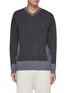 Main View - Click To Enlarge - LOEWE - Anagram Embroidered Duo-tone V-neck Wool Sweater