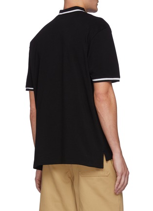 Back View - Click To Enlarge - LOEWE - Contrast tip anagram patch cotton pique polo shirt