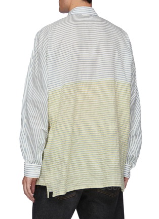 Back View - Click To Enlarge - LOEWE - Contrast Striped Panel Patch Pocket Oversize Cotton Blend Shirt