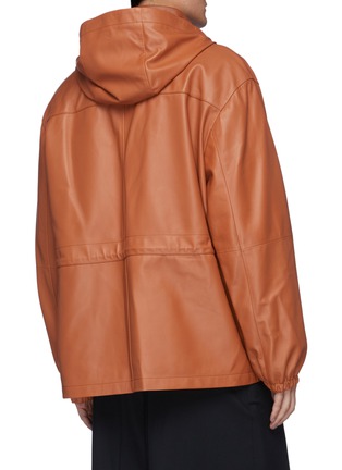 Back View - Click To Enlarge - LOEWE - Drawcord Waist Hooded Leather Hiking Jacket