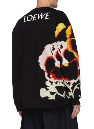 Back View - Click To Enlarge - LOEWE - Embroidered pansies fleece sweatshirt