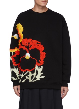 Main View - Click To Enlarge - LOEWE - Embroidered pansies fleece sweatshirt