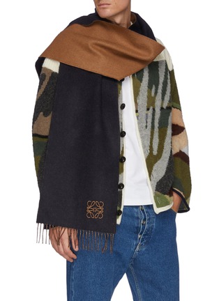 Figure View - Click To Enlarge - LOEWE - Bicoloured Anagram Wool Scarf