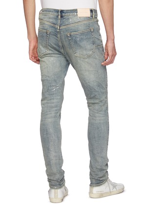 Back View - Click To Enlarge - PURPLE BRAND - Paint Splatter Wrinkled Effect Denim Skinny Jeans