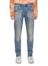 Main View - Click To Enlarge - PURPLE BRAND - Speckled Paint Whiskered Denim Skinny Jeans