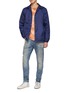 Figure View - Click To Enlarge - PURPLE BRAND - Speckled Paint Whiskered Denim Skinny Jeans