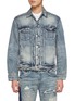Main View - Click To Enlarge - PURPLE BRAND - Graphic Print Back Patch Light Wash Denim Jacket