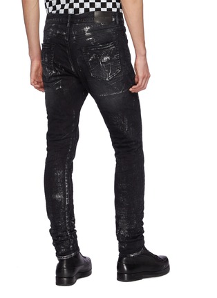 Back View - Click To Enlarge - PURPLE BRAND - Paint Splatter Effect Denim Skinny Jeans