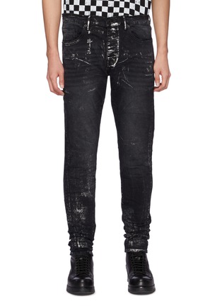 Main View - Click To Enlarge - PURPLE BRAND - Paint Splatter Effect Denim Skinny Jeans