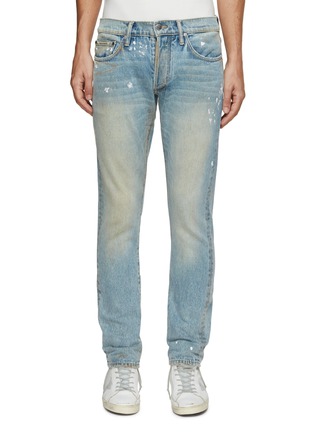 Main View - Click To Enlarge - RHUDE - Paint Splatter Whiskered Denim Skinny Jeans