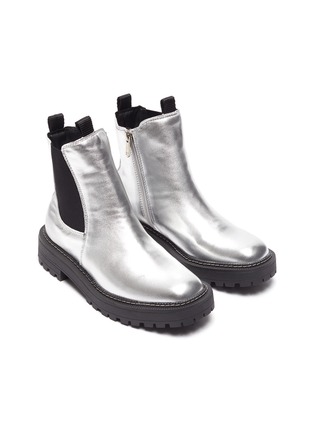 Figure View - Click To Enlarge - SAM EDELMAN - ‘Laguna’ Metallic Leather Chelsea Kids Boots