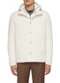 Main View - Click To Enlarge - HERNO - Detachable Hooded Bib Wool Knit Button Down Jacket