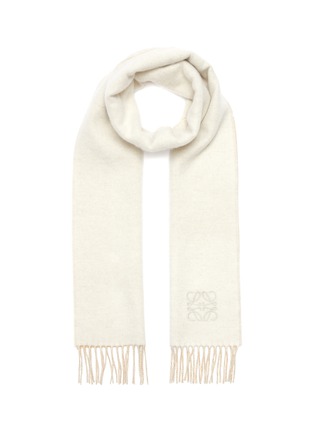 Main View - Click To Enlarge - LOEWE - Contrast Side Logo Embroidered Wool Cashmere Blend Scarf