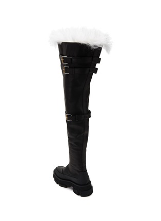 Detail View - Click To Enlarge - BOTH - X Dion Lee 'Gao' Over The Knee Leather Shearling Boots