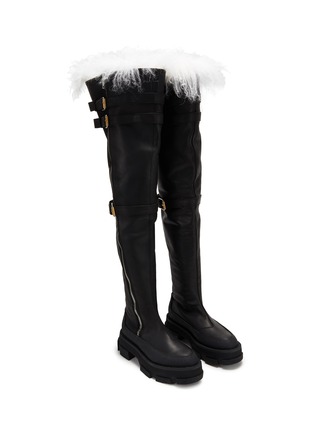Figure View - Click To Enlarge - BOTH - X Dion Lee 'Gao' Over The Knee Leather Shearling Boots