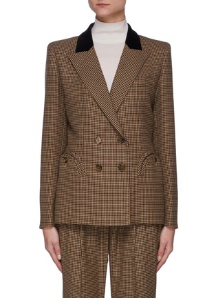 Main View - Click To Enlarge - BLAZÉ MILANO - Joyette Charmer' Houndstooth Contrasting Collar Double Breasted Blazer