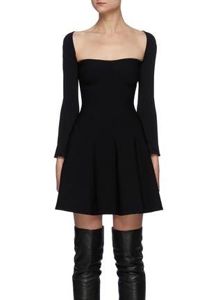 Main View - Click To Enlarge - KHAITE - Dylan' Square Neck Mid Sleeve Mini Dress