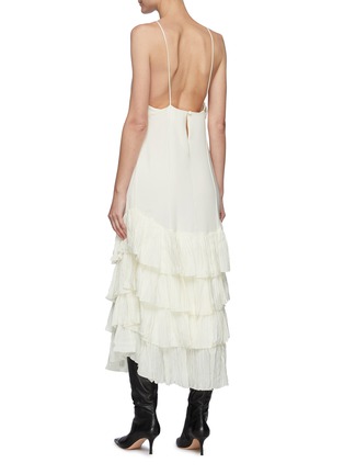 Back View - Click To Enlarge - KHAITE - 'Myrtle' ruffled skirt silk georgette slip dress
