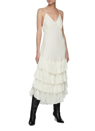 Figure View - Click To Enlarge - KHAITE - 'Myrtle' ruffled skirt silk georgette slip dress