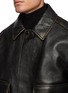 Detail View - Click To Enlarge - BURBERRY - Detachable Shearling Collar Deer Print Leather Blouson Jacket