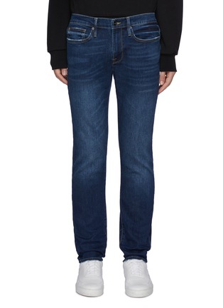 Main View - Click To Enlarge - FRAME - Whiskering Details Purify L'Homme Dark Wash Skinny Jean
