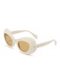 Main View - Click To Enlarge - GUCCI - Logo Print Temple Thick Acetate Frame Cateye Sunglasses