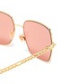 Detail View - Click To Enlarge - GUCCI - Chain Link Temple Square Metal Frame Sunglasses