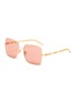 Main View - Click To Enlarge - GUCCI - Chain Link Temple Square Metal Frame Sunglasses
