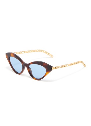 Main View - Click To Enlarge - GUCCI - Chain Link Temple Tortoiseshell Effect Acetate Frame Cateye Sunglasses