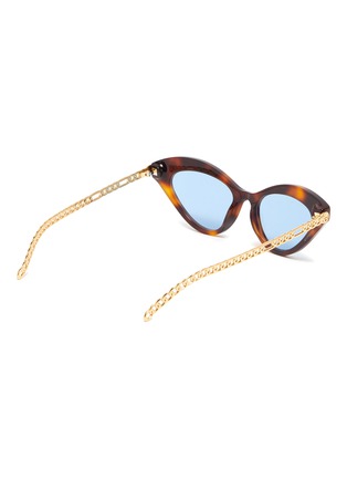 Figure View - Click To Enlarge - GUCCI - Chain Link Temple Tortoiseshell Effect Acetate Frame Cateye Sunglasses