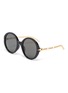 Main View - Click To Enlarge - GUCCI - Chain Link Temple Round Acetate Frame Sunglasses