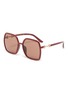 Main View - Click To Enlarge - GUCCI - Horseshoe Detail Temple Oversized Square Acetate Frame Sunglasses