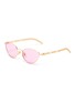 Main View - Click To Enlarge - GUCCI - Chain Link Temple Metal Frame Cateye Sunglasses