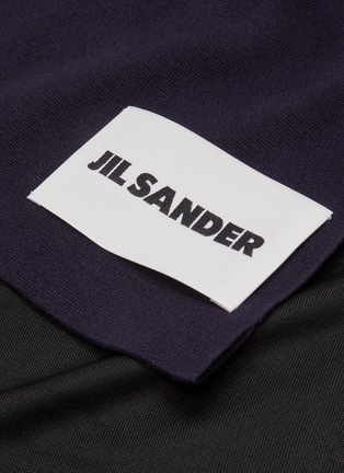 Detail View - Click To Enlarge - JIL SANDER - Superfine Wool Knit Scarf with Contrast Colour Detailing