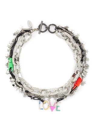 Main View - Click To Enlarge - VENNA - Crystal embellished chain layered Love necklace