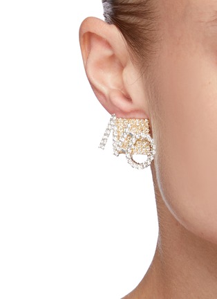 Front View - Click To Enlarge - VENNA - No love dual tone asymmetric stud earrings